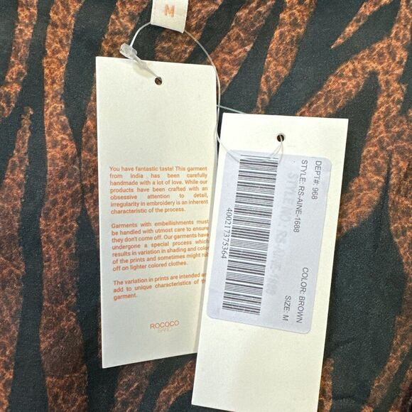 ROCOCO SAND Robe Open Front Kimono Sleeves Brown Crushed Velvet Belted Sz M NWT - Picture 12 of 13